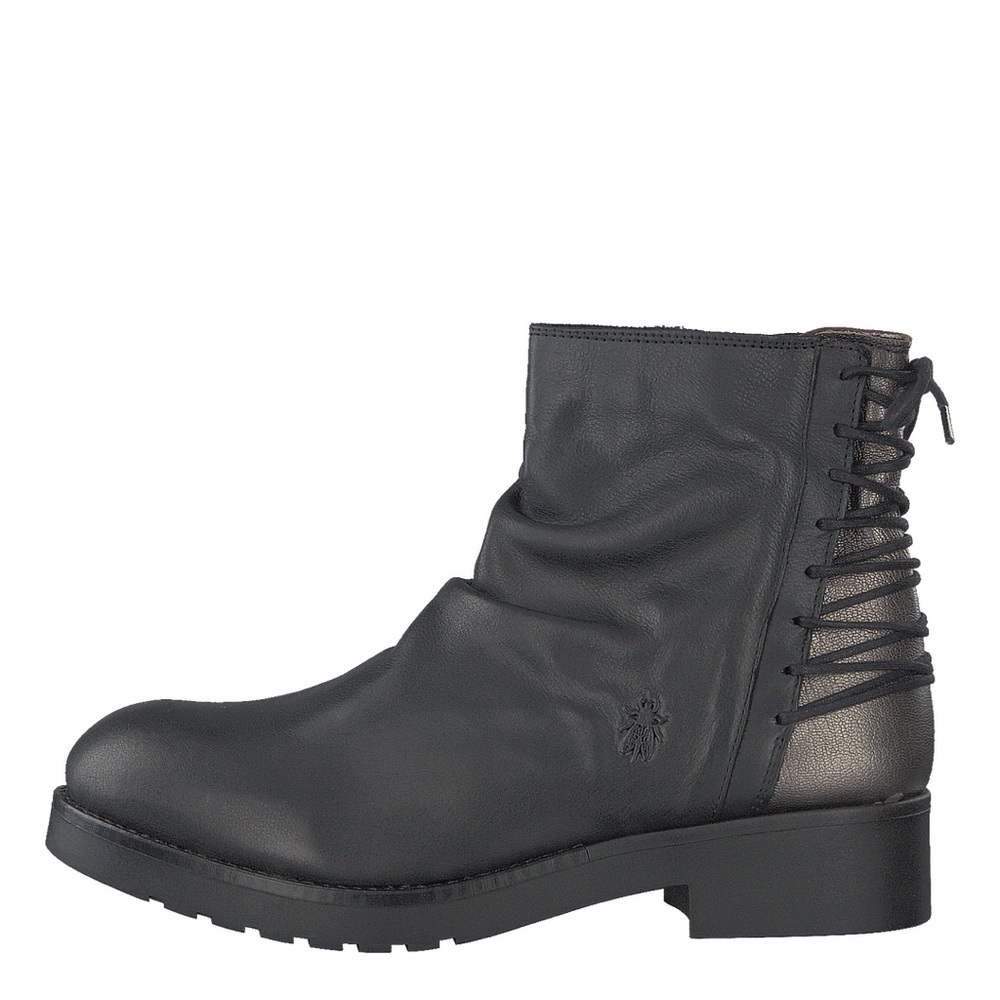 Fly London Bust Black/Bronze Lace Up Boots with Chunky Design and Durable Sole